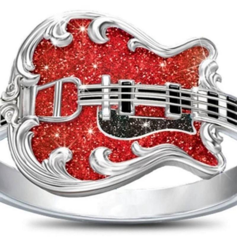 Jewelry Red Oil Drip Craft Guitar Ring New Ring Item No. 11