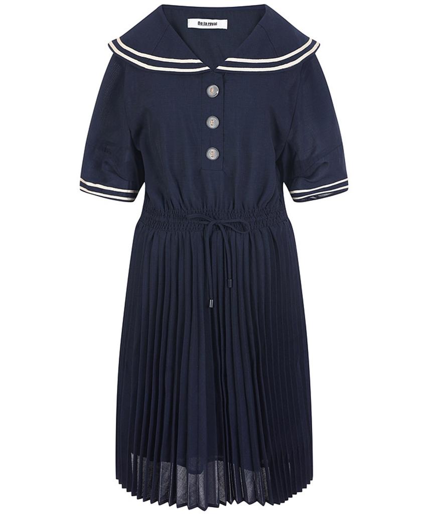 ECOLEDEPARIS Sailor Collar Pleated Dress_Rb36Wocm34Z