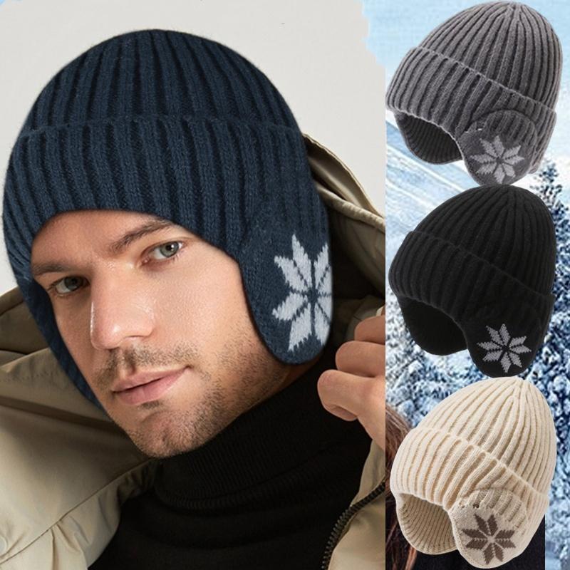 Winter Ear Covering Wool Hat for Men and Women, Thick Velvet Knitted Hat for Outdoor Activities 1pc
