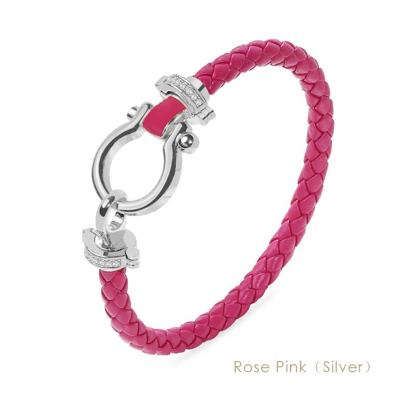 MOONLIGHT Women's Classic Horseshoe Shape Bracelet Genuine Braided Leather Bracelet Female Jewelry Present 11 Colors