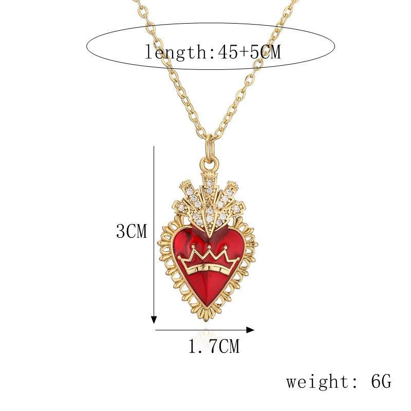 Love Wings Pendant Necklace for Women, European and American INS Fashion Versatile, Copper Plated Real Gold Zircon Drip Oil