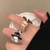 Cuteness Overload: Cartoon Pacha Dog Sheep & Totoro Adjustable Ring - Whimsical Women's Design