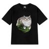 Funny Watermelon Cat Silly Cat Meme printed T Shirt 2025 New Men Women Oversized short sleeve T-shirts Unisex 100% Cotton Tops