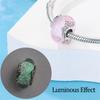 925 Silver Charms Bead Luminous Pink Glass Dangle Fit Original Bracelet DIY Women Jewelry Gift
