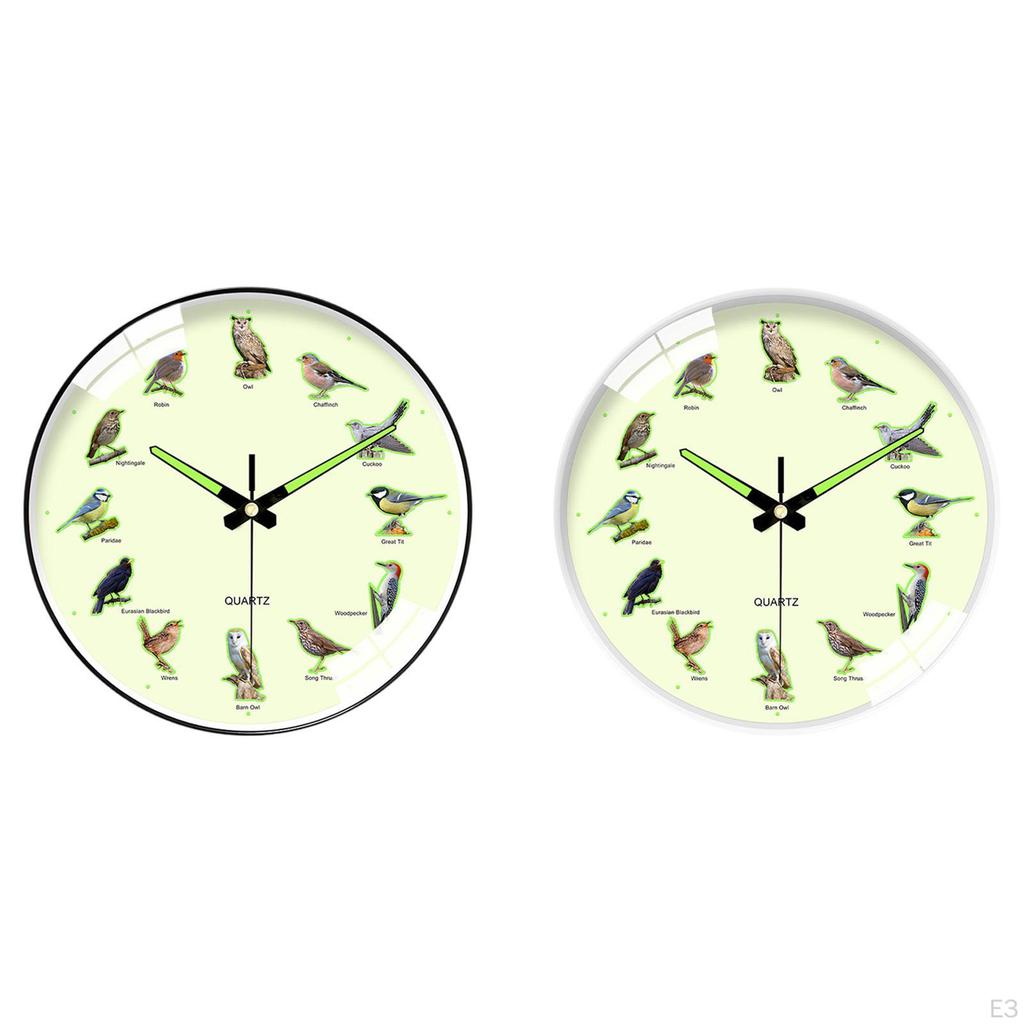 Bird Theme Wall Clock, Glow In The Dark Accessories, Decor for Bathroom, Farmhouse, Office,