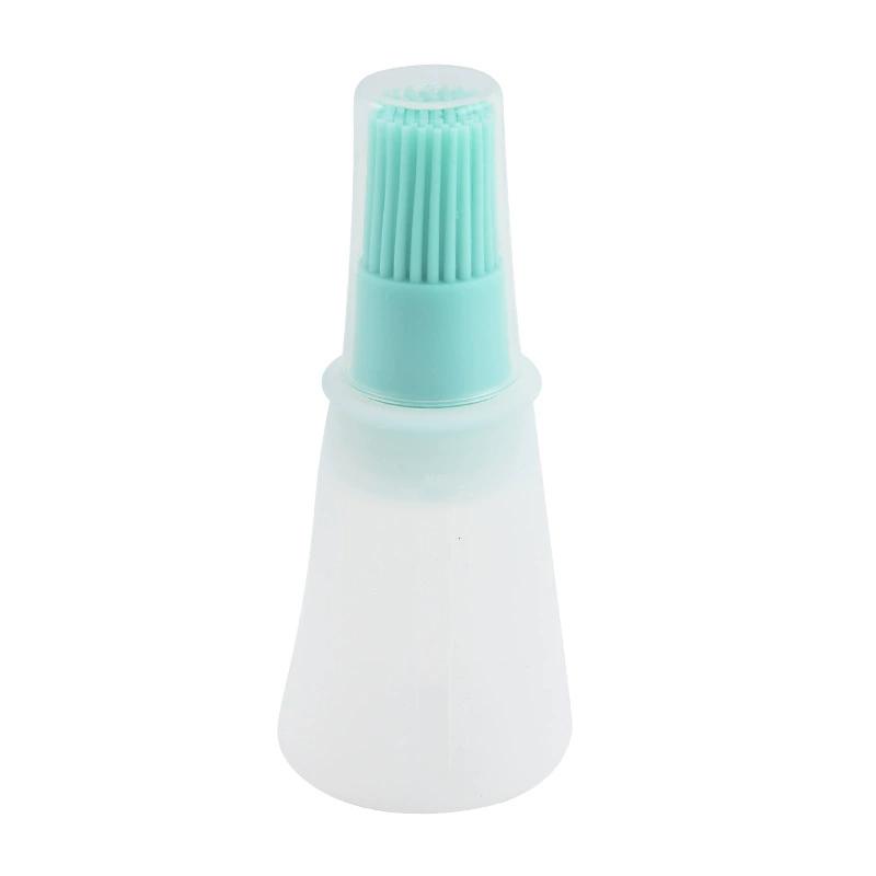 Portable Silicone Oil Bottle with Brush Grill Oil Brushes Pastry Plastic Kitchen Oil Bottle Outdoor Baking BBQ Brush Oil Pot 1pc