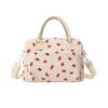 Corduroy Strawberry Print Insulated Lunch Bag for Office and Picnic