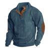 Herren Pullover Outdoor Casual Geknöpft Stehkragen Langarm Pit Strip Cord Sweatshirt Herbst Winter Mode