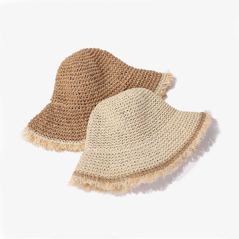 Japanese Style Straw Sun Hat With Irregular Brim For Women Handmade Breathable Beach Hat