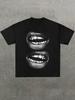 T-shirt Morbida Casual con Divertente Stampa di Labbra da Barbecue T-shirt Estiva Casual Comoda a Maniche Corte da Uomo e Donna