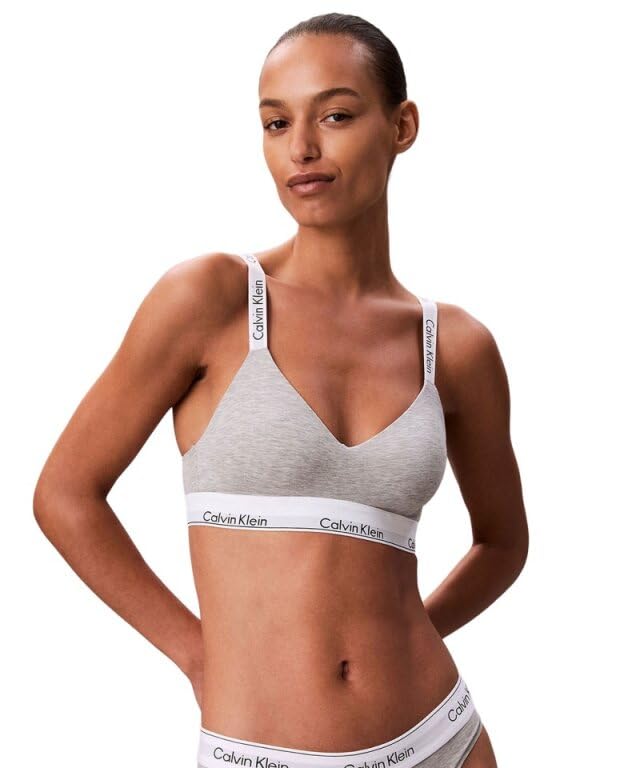Bralette Icon Cotton Modal Lightly Line Bralette QF8504AD S GREYHEATHERP7A [Calvin Klein] -