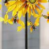 Outdoor Wind Spinner 27" Metal Sunflower Bees Rotating Windmill with Stake Kinetic Wind Sculptures for Outdoor Yard Patio Balcony Courtyard Garden