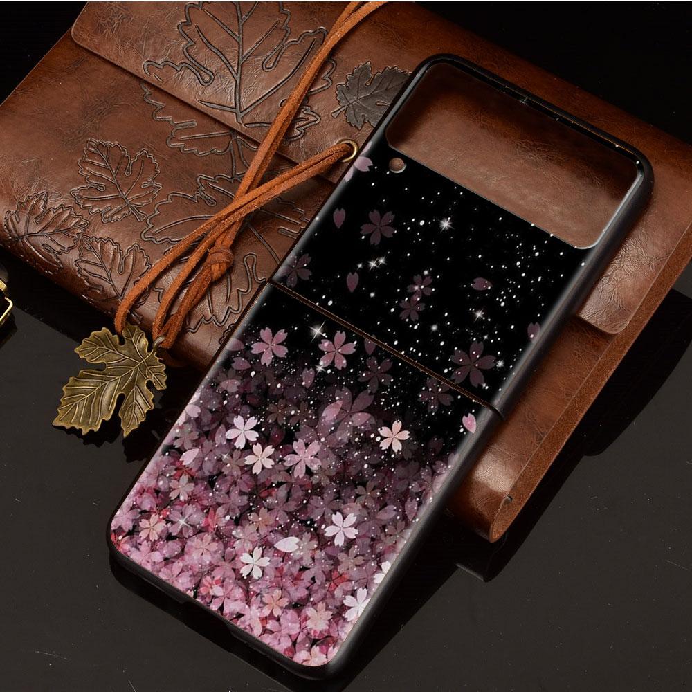 Shiny Pink Cool Case For Samsung Galaxy Z Flip 3 4 5G Black Hard PC Phone Housing Z Flip4 Luxury Segmented Cover