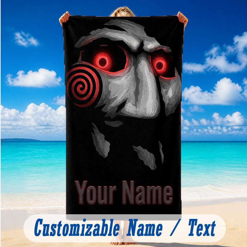 Beach Towel Custom Name Text, Quick Dry Large Towel For Beach HomeSaw Billy the Puppet