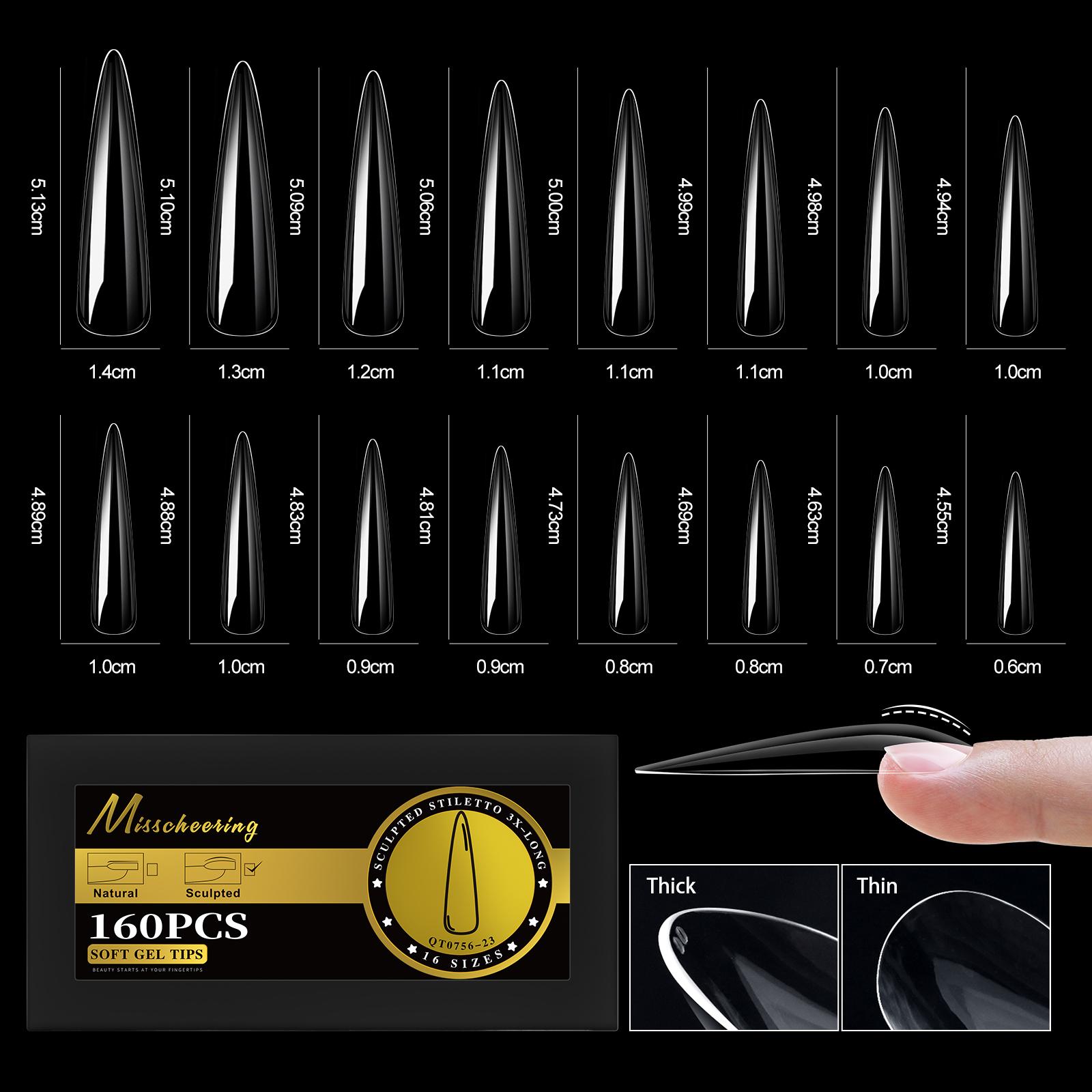 

S-2XL Glossy False Nail Tips Sculpted Soft Gel Almond Coffin Stiletto Full Cover Press On Nails Artificial DIY Extension Supplie