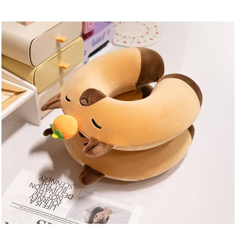 U Shaped Capybara Neck Pillow Plush Toy Travel Portable Stuffed Gifts Dolls