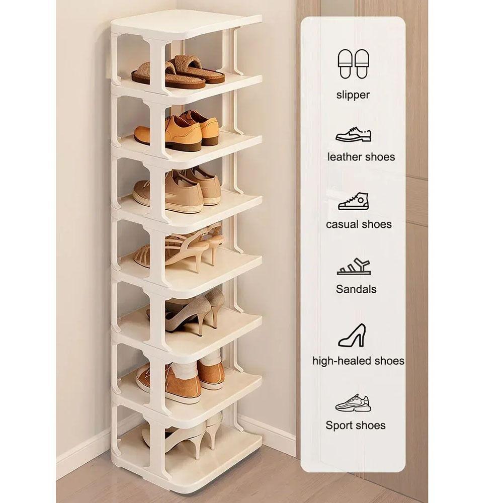 Removable Vertical Shoe Rack 2-8 Layers Layered Shoe Cabinets Shoes Storage Organizer  Narrow