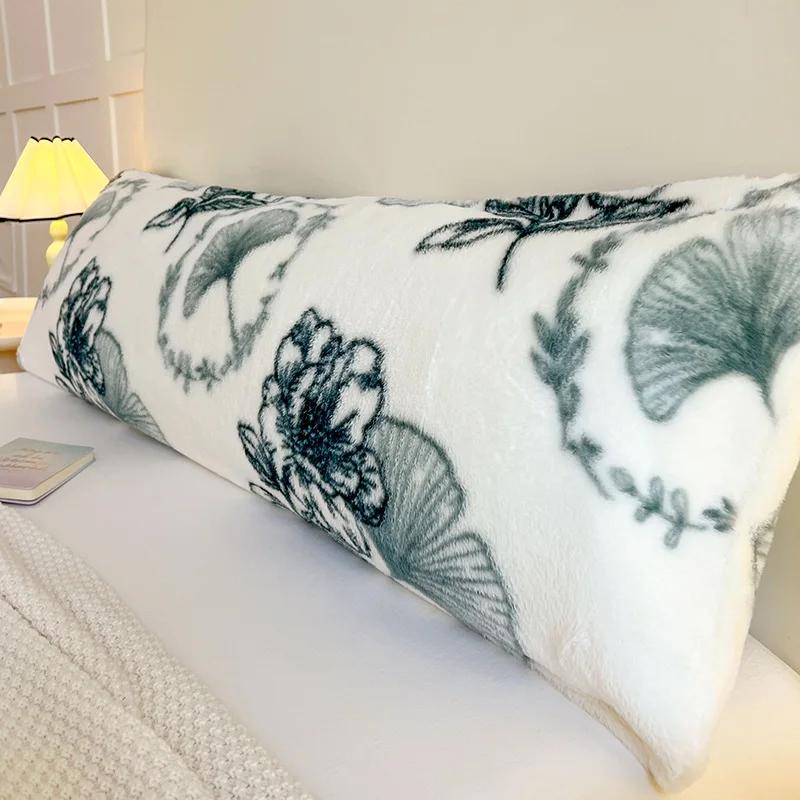 120/150/180cm Long Pillowcase Thick Plush Print Couple Lover Double Pillow Cover Home Sleeping Body Pillow Cover Home Decor