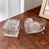 3Pcs Transparent Crystal Glass Jewelry Storage Box Exquisite Decorative Ring Earrings Gift Boxes Heart-Shaped with Lid