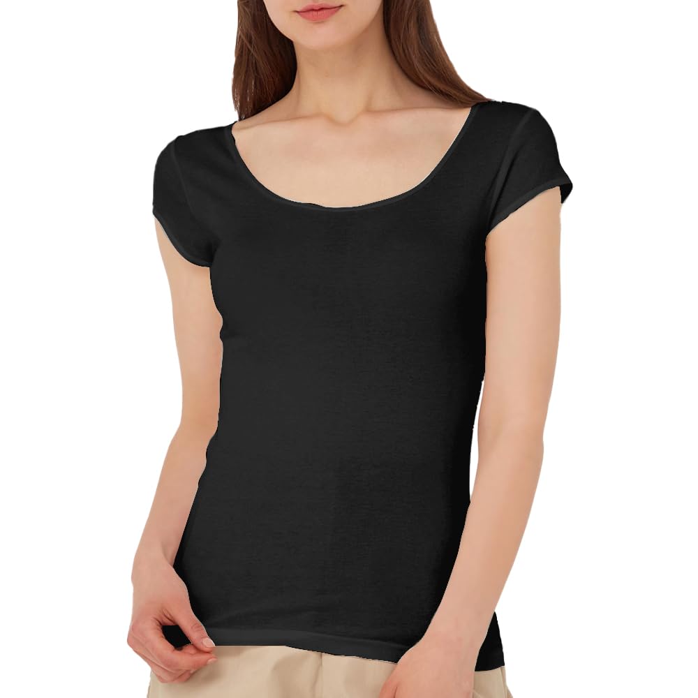 Gunze Innerwear Wearable Short French L Tuche, Cosmetics, 100% Cotton, Sleeve, Sleeve, TC4052, Women's, Black,