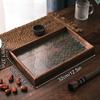 1PC Vintage Wood Glass Walnut Color Snack Storage Box Tea Tray Dry Fruit Snacks Household Tray Storage Box