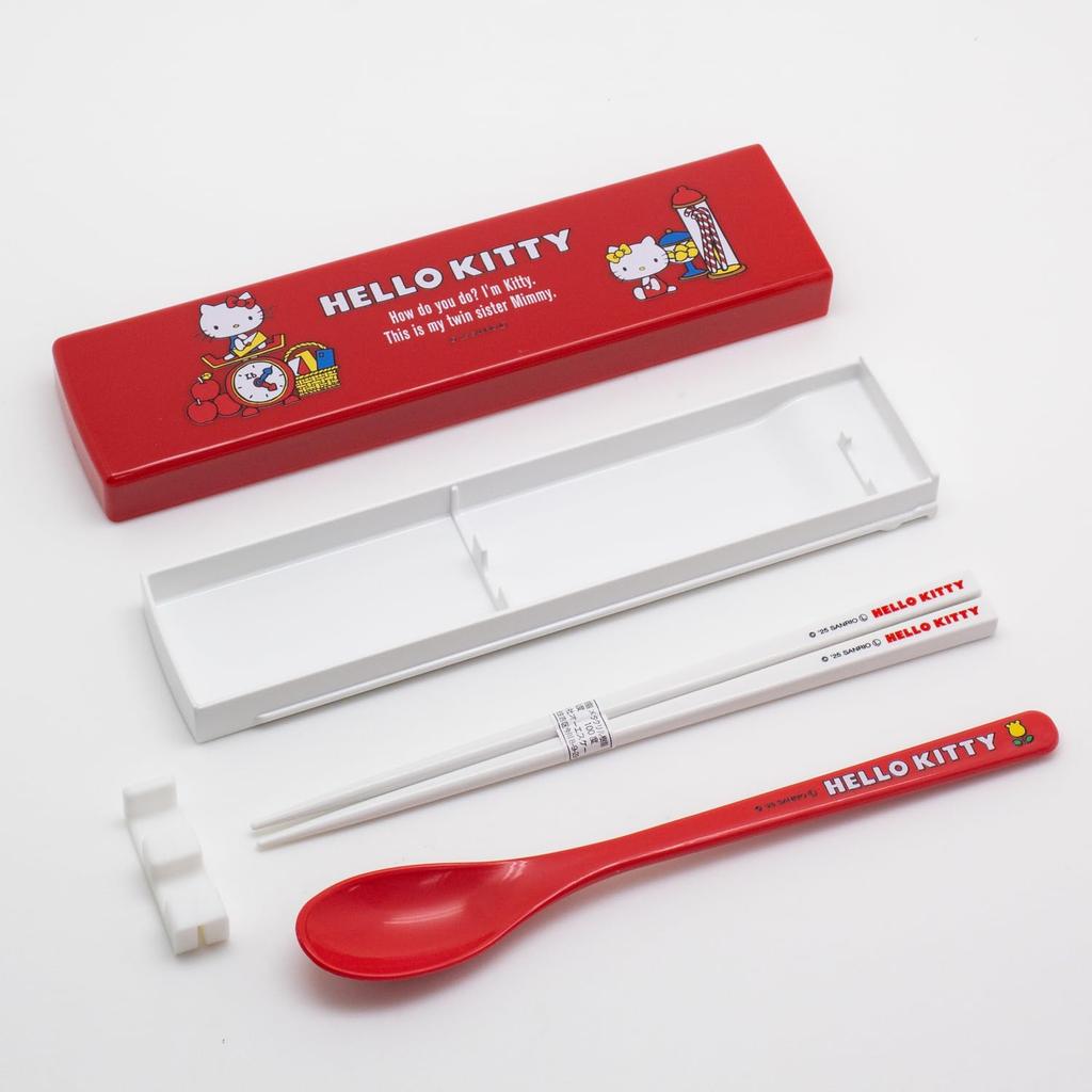OSK Hello Kitty Chopsticks and Spoon Set with KT Pull-Out Lid, No.2, CT-27