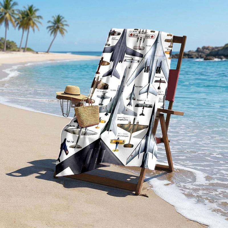 Aircraft Fashion Beach Towel: Ideal for Summer Adventures Soft, Absorbent and Quick Drying Suitable for Swimming and Bathing