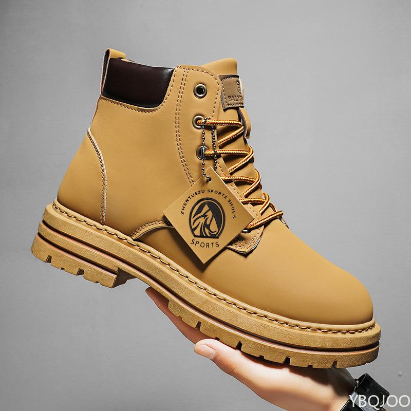 Men's Spring Autumn Retro High Top Boots Simple Comfortable Versatile for Daily Leisure Anti Slip Wear-resistant Men's Shoes