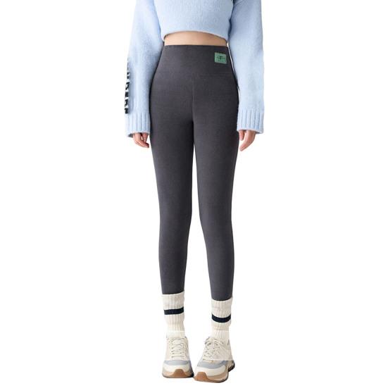 Winter Leggings High-Waisted Slim Cut Warm Lambswool Fabric Lining Bottom Pants Cold Weather Resistance Women Pants