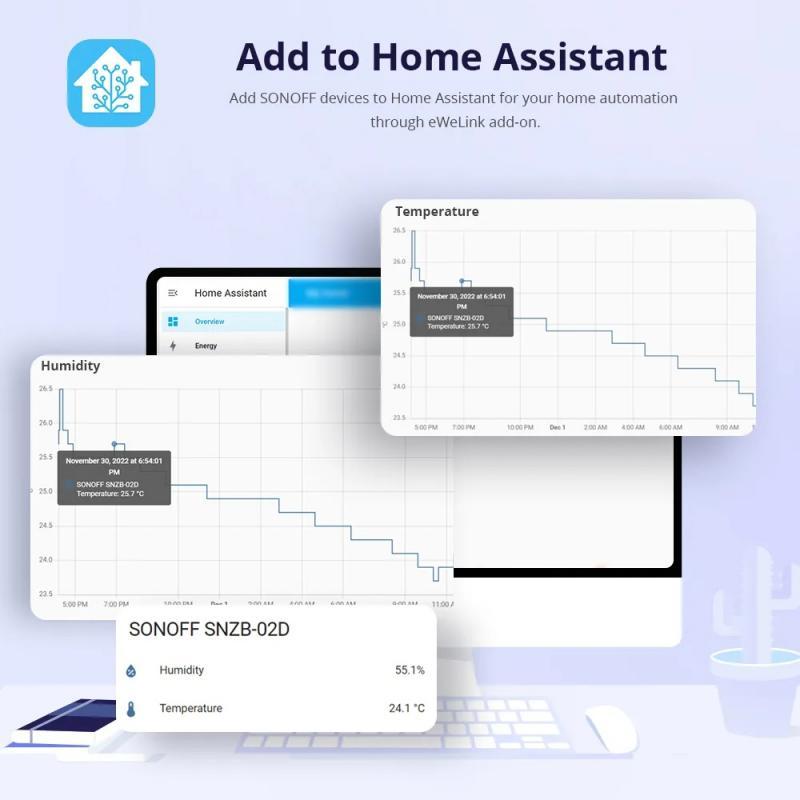 SONOFF SNZB-02D Zigbee Smart Temperature Humidity Sensor Transducer Real-time Monitor Ewelink Alexa Google Home Assistant Alice
