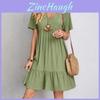 Casual Zomerjurk Met Gekreukelde Golven Stof Voor Dames Elegante Lente Stijl