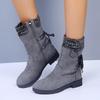 2025 Plus Size Women's Martin Boots: Chunky Heel Mid-Calf Winter Fashion, European & American Style
