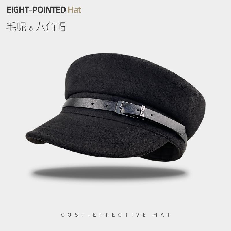 

British Retro Octagonal Hat Children S Season Versatile Face Little Beret Literary Newsboy Hat