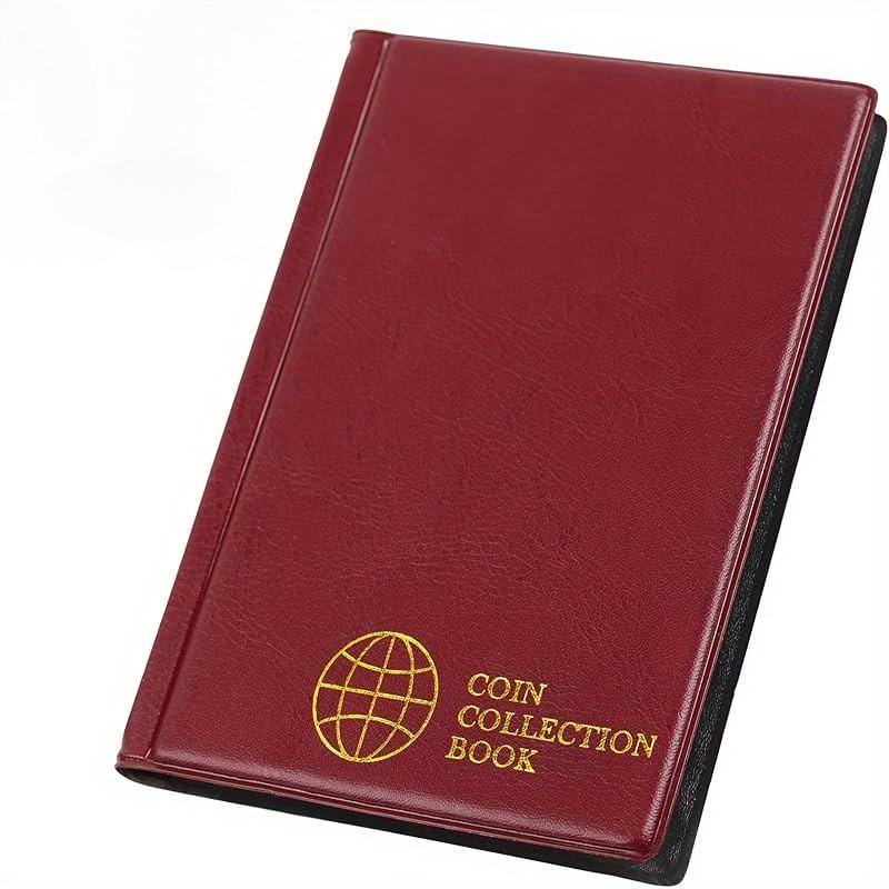 120-Pocket PVC Coin Collection Album with Clear Plastic Pages & Dark Blue Cover - Heavy-Duty Coin Holder Book