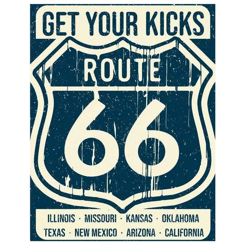 Vintage Historic Old Rout66 Tin Sign Metal Poster Wall Decor For Bar Restaurants Garage Workshop Cafe Club Plaque Man Cave Wall
