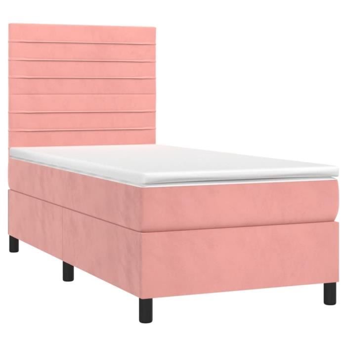 3143072 vidaXL Divan-lit Avec Matelas Rose 100x200 Cm Velours