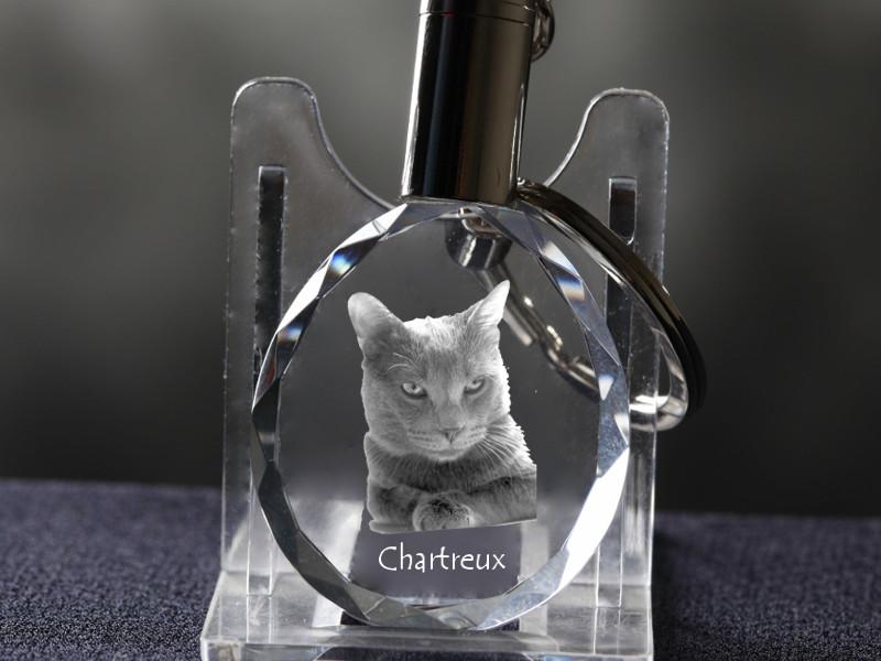 Chartreux - Přívěsek s obrázkem kočky, křišťálový přívěsek na klíče v dárkové krabičce, jedinečný dárek od značky Art-Dog
