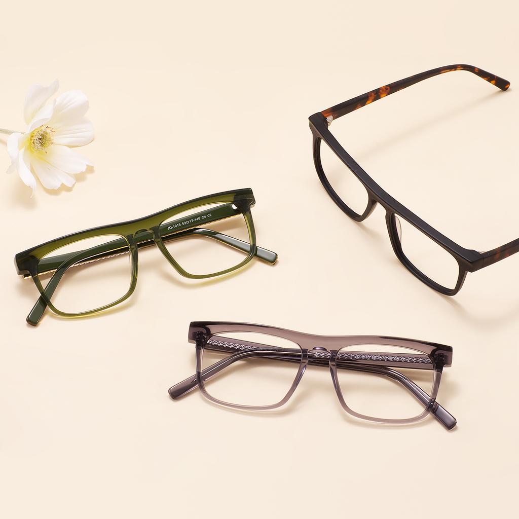 Unisex Retro Square Acetate Frames Trendy Men Rectangle Anti Blue Light Photochromic Optical Eyeglasses for Prescription Lenses