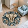 Vintage Elephant,Round Area Rug,Carpet Rug for Living Room Bedroom Sofa Playroom Decor,Non-slip Floor Mat