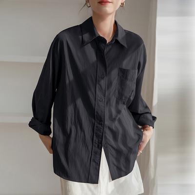 Long Sleeve Shirt Women's Autumn Clothing New Temperament Polo Neck Shirt Versatile Commuter Top