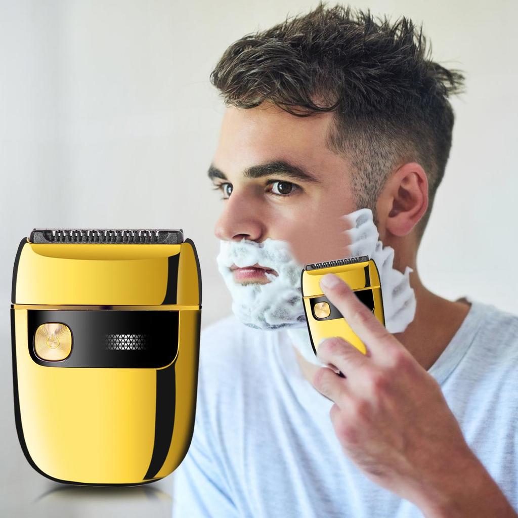 Hatteker Men's Portable Electric Shaver - Single Blade Compact Beard Trimmer with Whitening Function IPX5 Waterproof