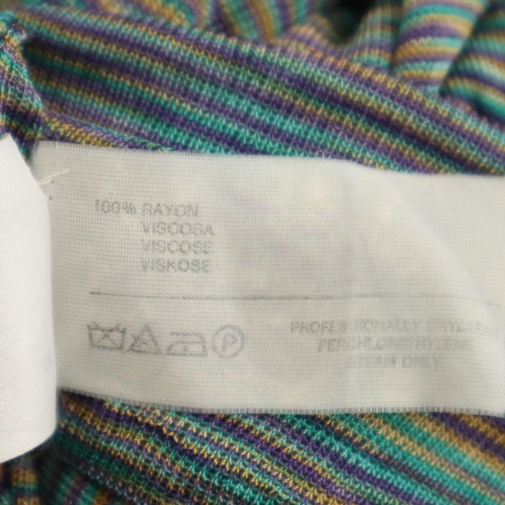 Missoni made in Italy Border Pattern Long sleeve High Neck See-Through Cut Women Used