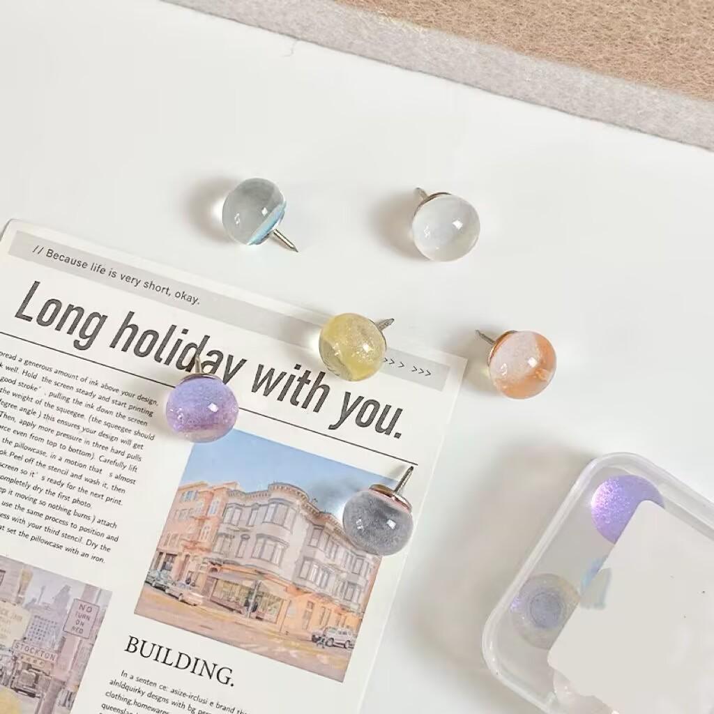Cross-border Transparent Glitter Pushpins for Photo Wall and Cork Board Decor