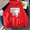 Cute Peach Cat Cartoon Hoodies Bubble Tea Sweatshirt Mujer Camisetas Black Top Winter Kawaii Graphic Long Sleeve Clothing