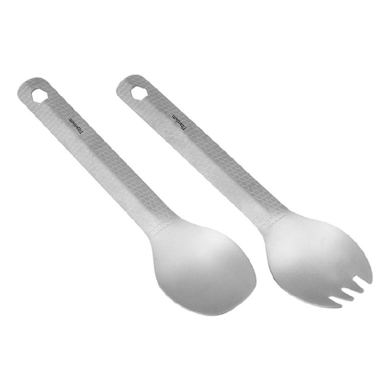 Picnic Flatware Camping Titanium Spork Spoon Non Taste, Nonslip Grip Soup Spoon