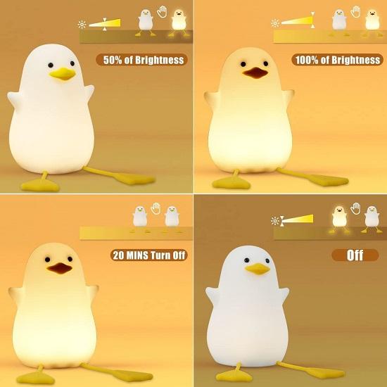 The Purple Tree Acrylonitrile Butadiene Styrene Cute Duck LED Night Lamp, Kids Room Light with Timer, Touch Control, Rechargeable, Seagull Lamp, Gifts
