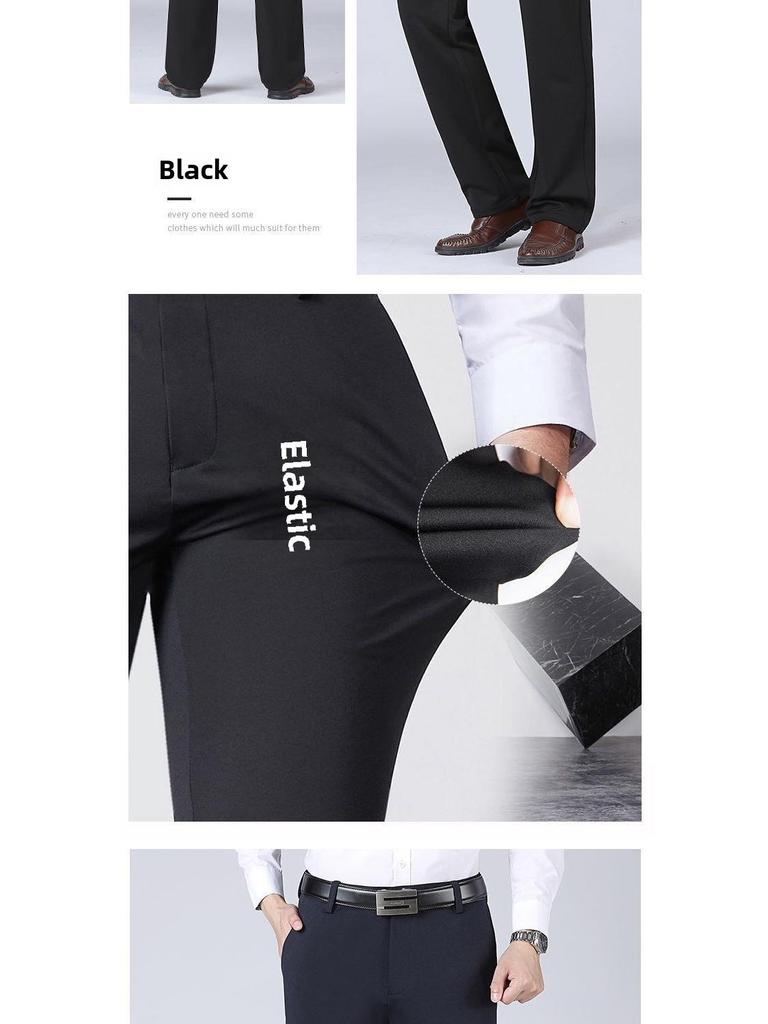 Men's Summer Ice Silk Stretch Trousers: Breathable, Versatile, Solid Color Casual Pants