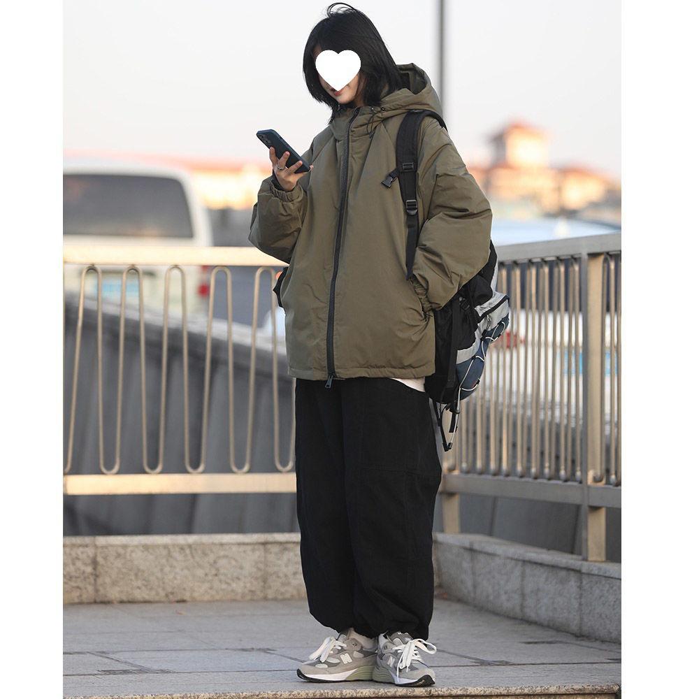 Women's Thickened Fleece-Lined Cotton Jacket, Japanese Academy Style, Unisex Warm Hooded Winter Coat