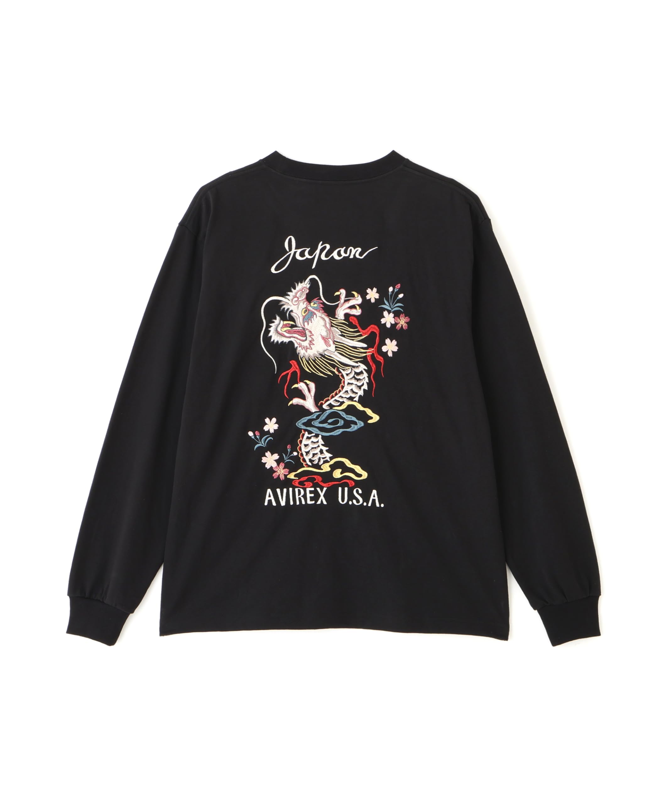 AVIREX SOUVENIR L/S T-SHIRT DRAGON& CHERRY BLOSSOMS XL black 783-6130004 чёрный