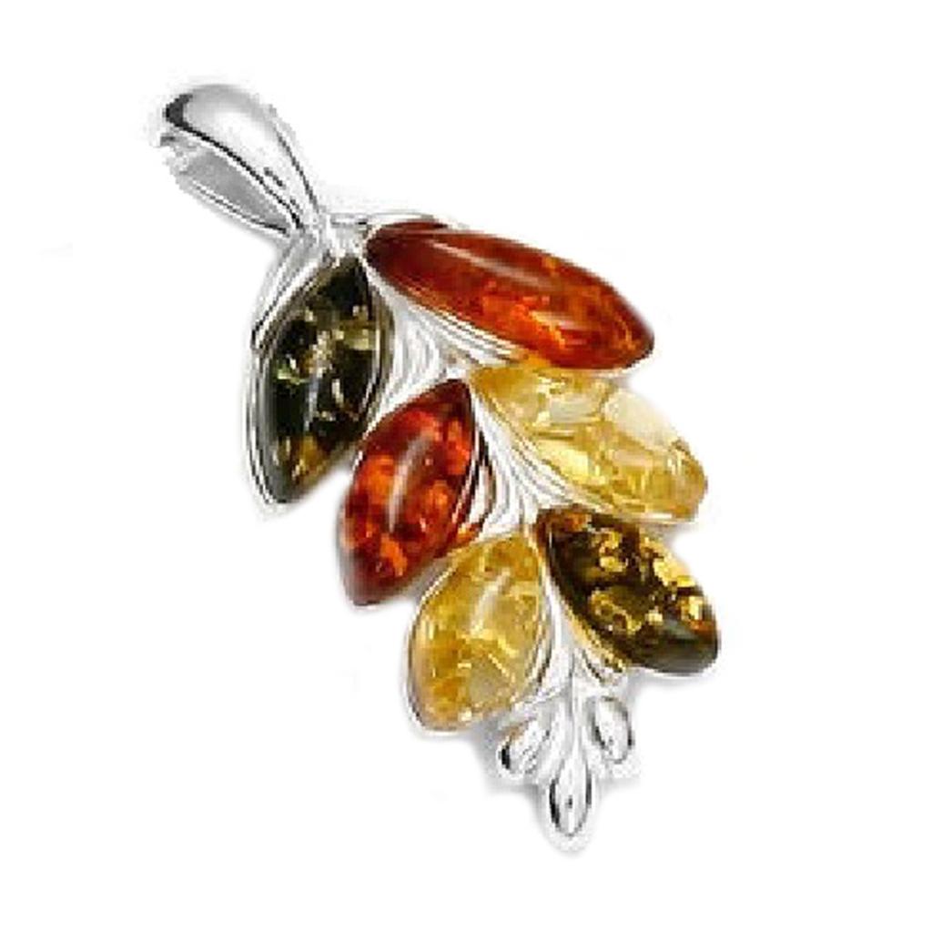 Les Trésors De Lily [Q6781] - Silver Pendant 'Inspiration' Amber 3 Tones (rhodium-plated) - 19x12 Mm